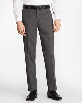 slim fit flat-front trousers