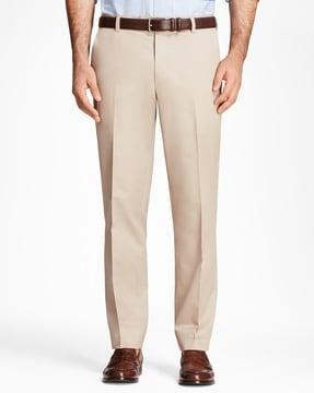 slim fit flat-front trousers