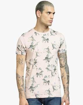 slim fit floral print crew-neck t-shirt