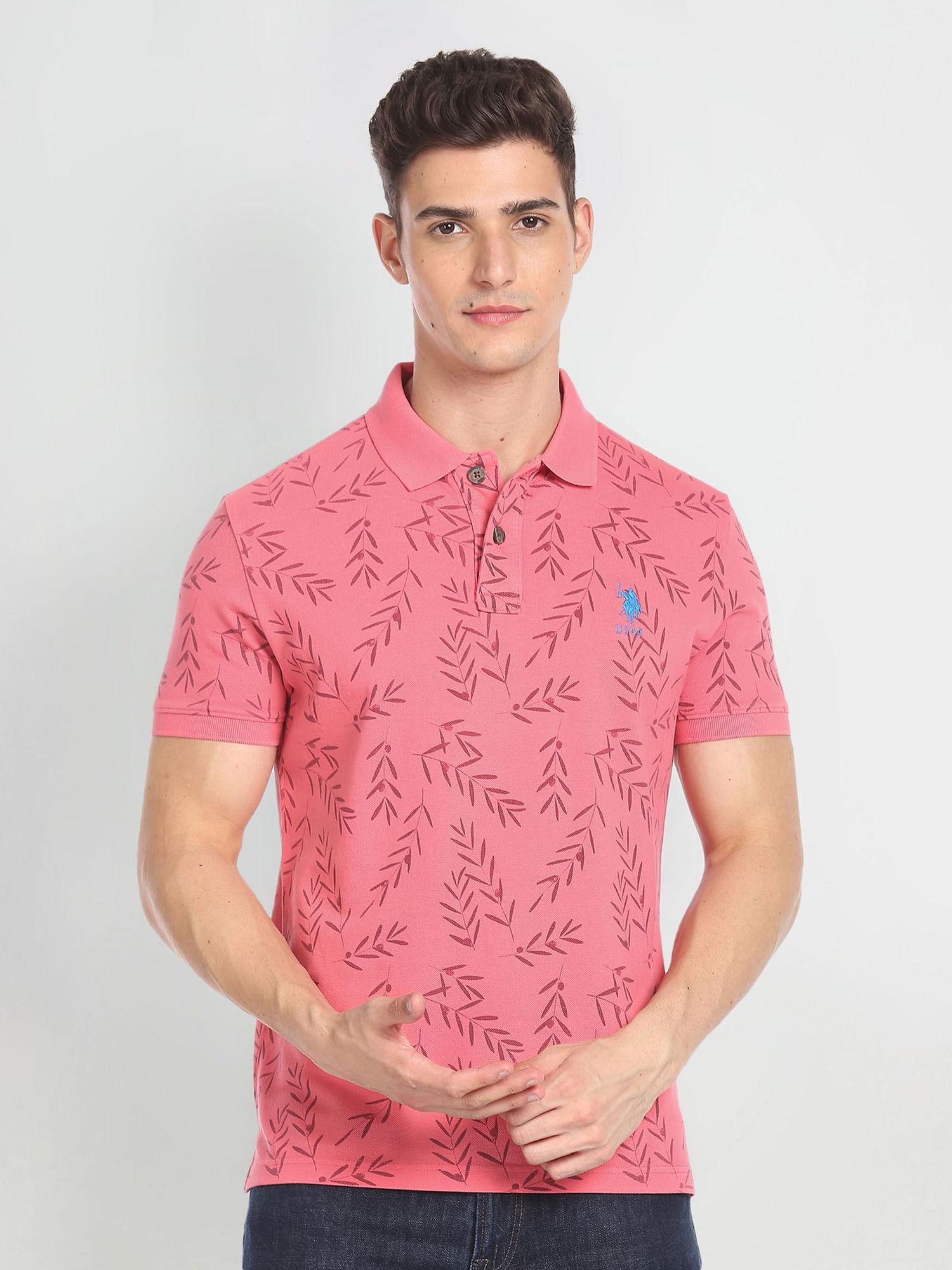 slim fit floral print polo shirt