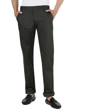 slim fit front-flat trousers