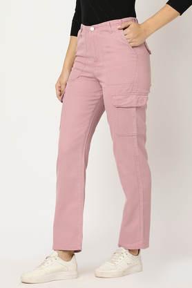 slim fit full length blended fabric women's casual wear capri - dusty pink