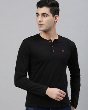 slim fit full sleeve henley t-shirt