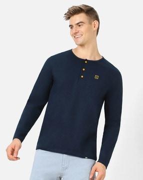 slim fit full sleeve henley t-shirt