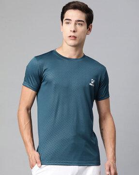 slim fit geometric print crew- neck t-shirt