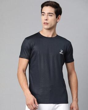 slim fit geometric print crew- neck t-shirt