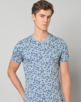 slim fit geometric print crew-neck t-shirt