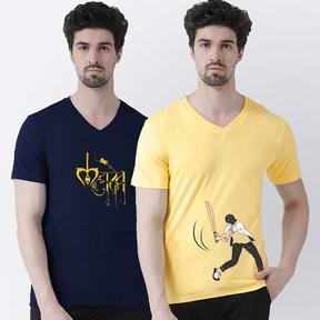 slim fit graphic print v-neck t-shirts