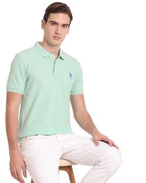 slim fit heathered polo t-shirt