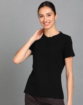 slim fit henley-neck t-shirt