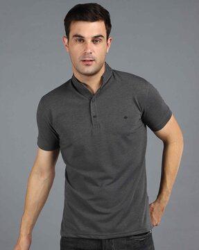 slim fit henley-neck t-shirt