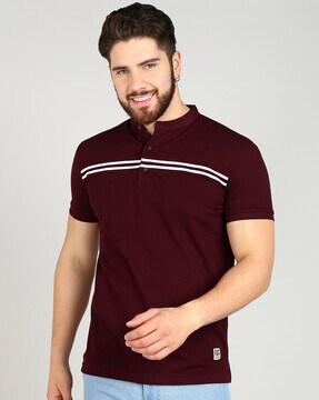 slim fit henley-neck t-shirt