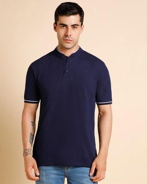 slim fit henley t-shirt with short sleeves