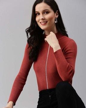 slim fit high-neck top