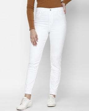 slim fit high-rise ankle-length jeans