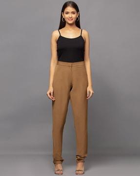 slim fit high-rise trousers