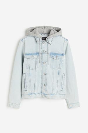 slim fit hooded denim jacket