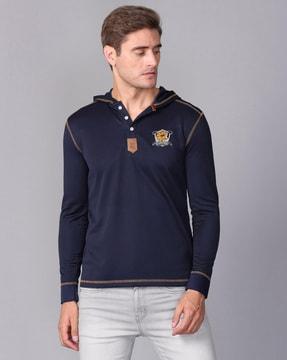 slim fit hoodie with applique