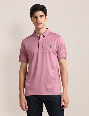 slim fit horizontal stripe polo shirt