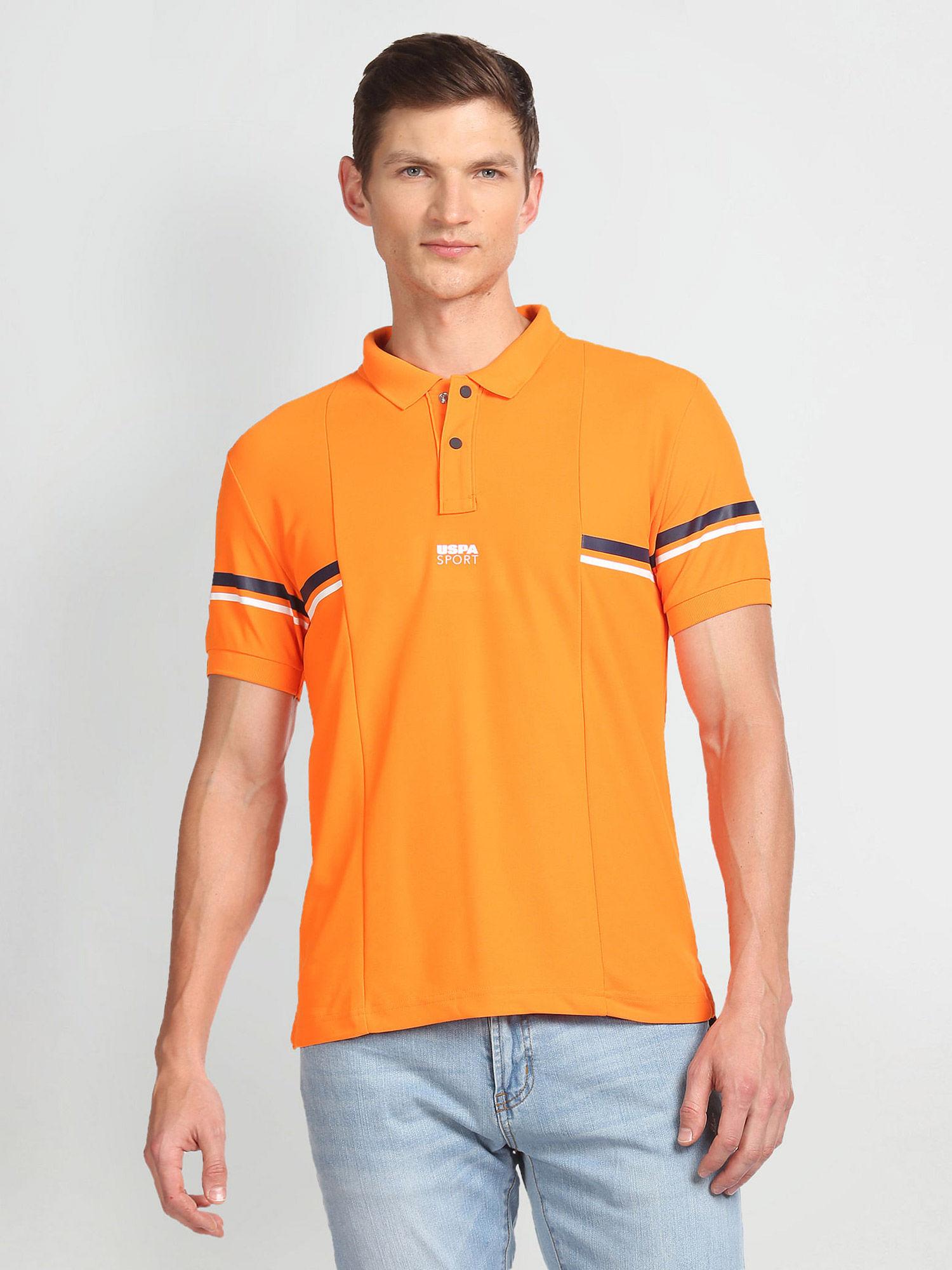 slim fit horizontal stripe polo t-shirt