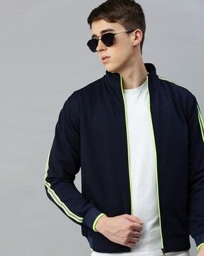 slim fit jacket with contrast taping