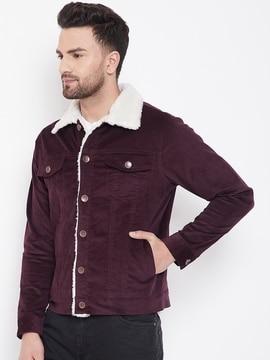 slim fit jacket with faux fur