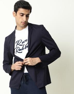 slim fit jacket with patch pockets