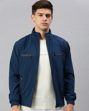 slim fit jacket with zip closure