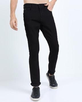 slim fit jeans with button closure