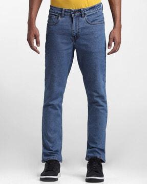 slim fit jeans with button closure