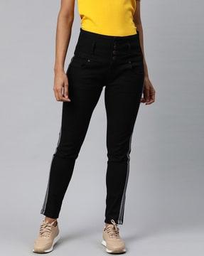 slim fit jeans with contrast piping