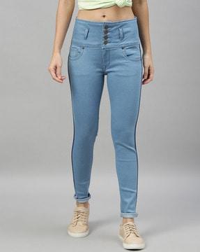 slim fit jeans with contrast taping