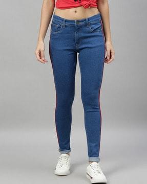 slim fit jeans with contrast taping