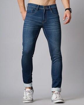 slim fit jeans with whiskers