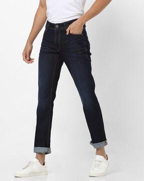 slim fit jeans with whiskers