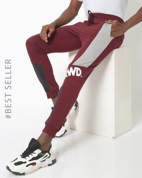 slim fit joggers with contrast panels