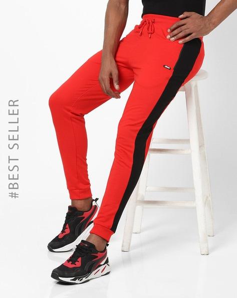 slim fit joggers with contrast taping