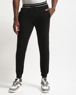 slim fit joggers with contrast tipped waistband