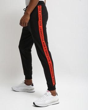 slim fit joggers with contrast typographic taping