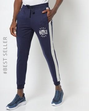 slim fit joggers with placement typography