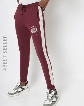 slim fit joggers with placement typography