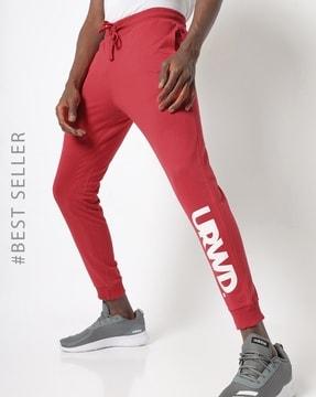 slim fit joggers with placement typography