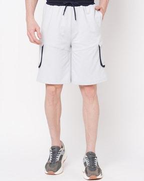slim fit knit shorts with drawstring waist