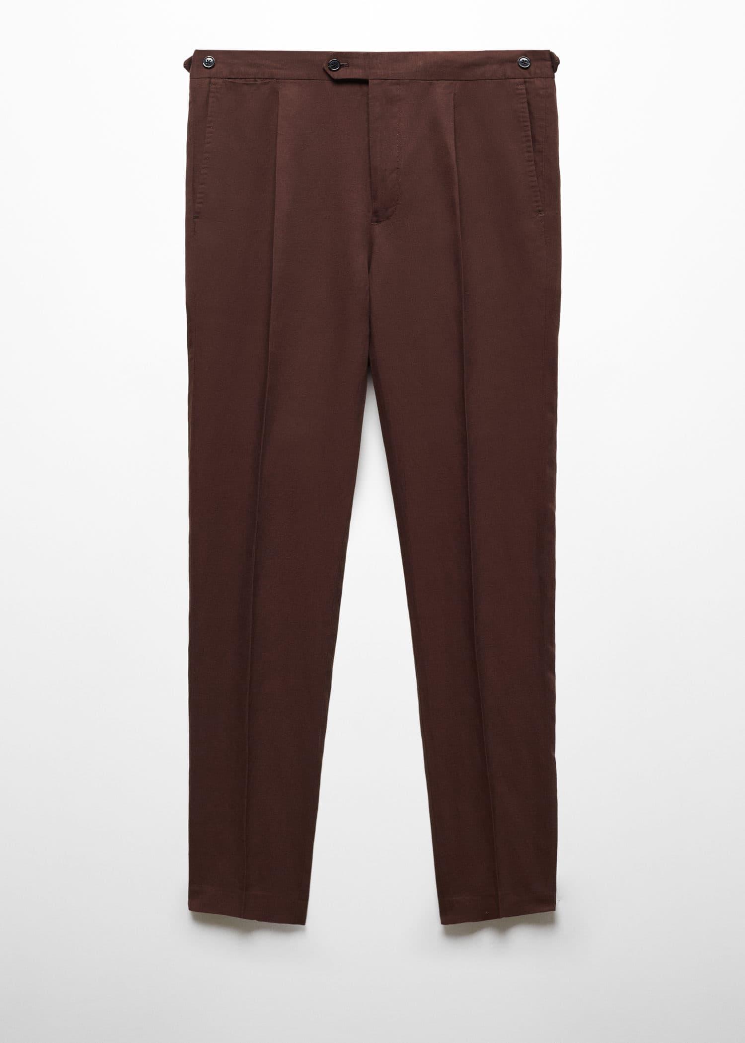 slim fit linen pleated suit pants