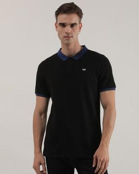 slim fit logo print polo t-shirt