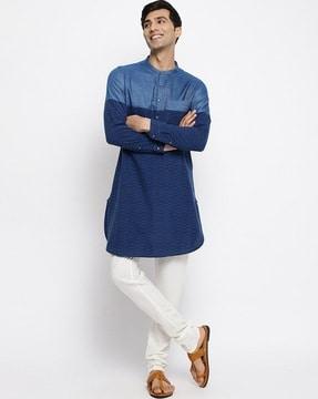 slim-fit long kurta with patch pocket