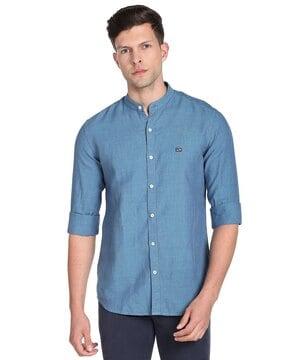 slim fit mandarin collar shirt