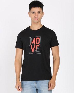 slim fit micro print crew neck t-shirt