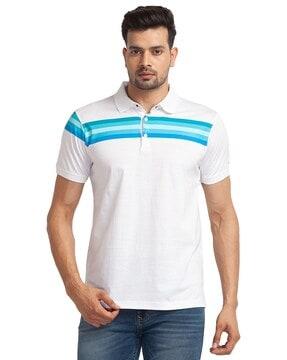 slim fit micro print polo t-shirt