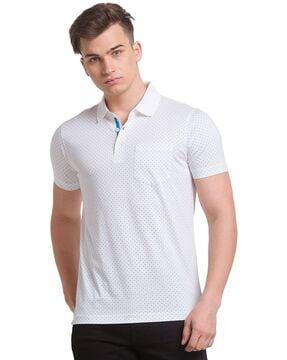 slim fit micro print round neck t-shirt